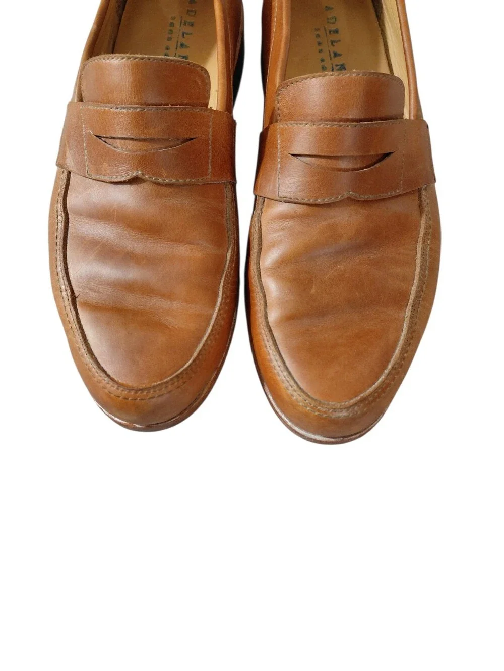 Adelante The Luca Chestnut Leather Penny Loafers Size 9.5 Classic Slip-On Shoes